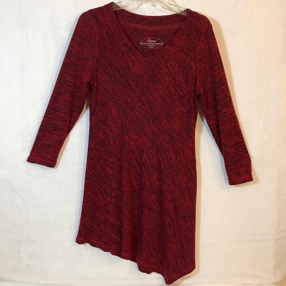 SOMA Women’s red and black lounge wear angled‎ bottom shirt medium